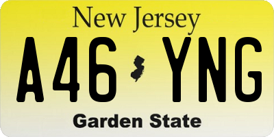 NJ license plate A46YNG