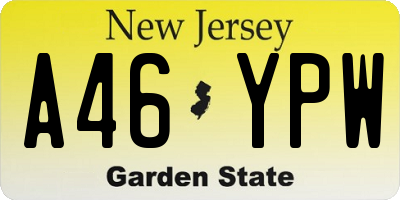 NJ license plate A46YPW