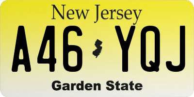NJ license plate A46YQJ