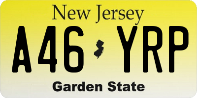 NJ license plate A46YRP