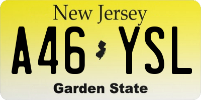 NJ license plate A46YSL