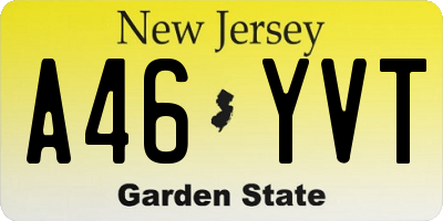 NJ license plate A46YVT