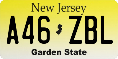 NJ license plate A46ZBL