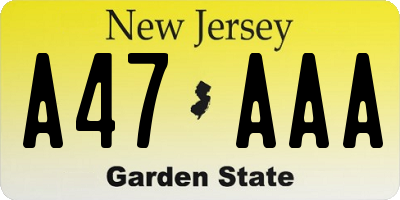 NJ license plate A47AAA