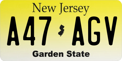 NJ license plate A47AGV