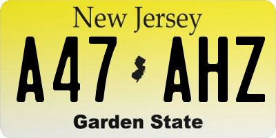 NJ license plate A47AHZ