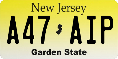 NJ license plate A47AIP