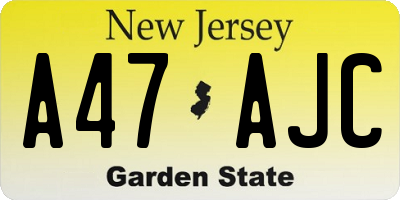NJ license plate A47AJC