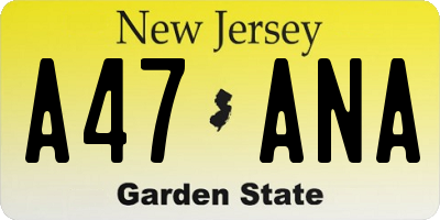 NJ license plate A47ANA