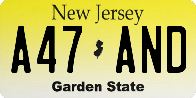 NJ license plate A47AND