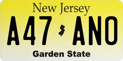 NJ license plate A47ANO