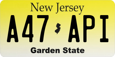 NJ license plate A47API