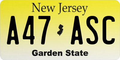 NJ license plate A47ASC