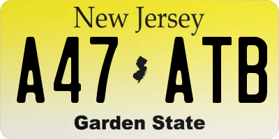 NJ license plate A47ATB