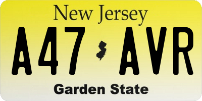 NJ license plate A47AVR