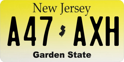 NJ license plate A47AXH