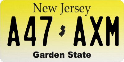 NJ license plate A47AXM