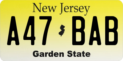 NJ license plate A47BAB