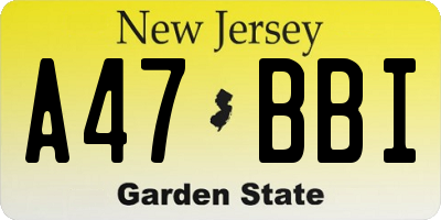 NJ license plate A47BBI
