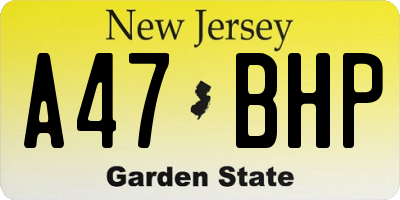 NJ license plate A47BHP