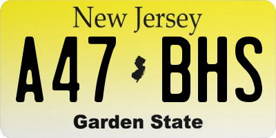 NJ license plate A47BHS
