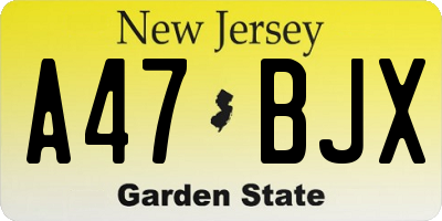 NJ license plate A47BJX