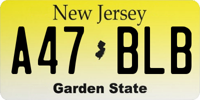 NJ license plate A47BLB