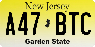 NJ license plate A47BTC