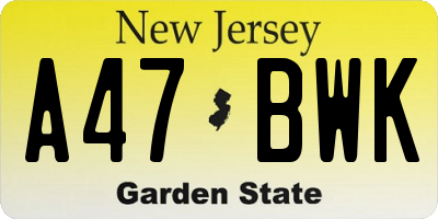NJ license plate A47BWK
