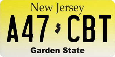 NJ license plate A47CBT