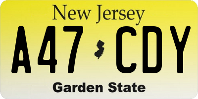NJ license plate A47CDY