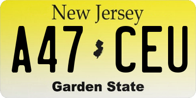 NJ license plate A47CEU