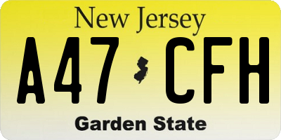 NJ license plate A47CFH