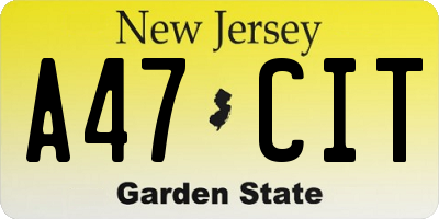 NJ license plate A47CIT