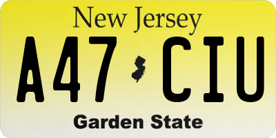 NJ license plate A47CIU