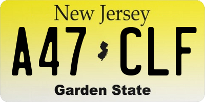 NJ license plate A47CLF