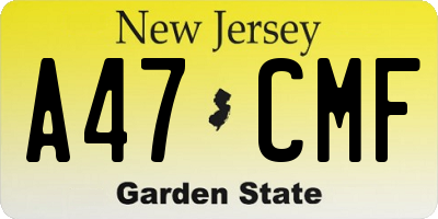 NJ license plate A47CMF