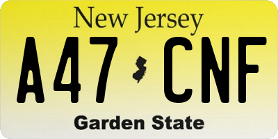 NJ license plate A47CNF