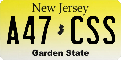 NJ license plate A47CSS