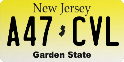 NJ license plate A47CVL