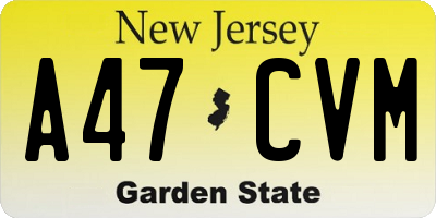 NJ license plate A47CVM