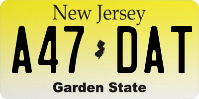 NJ license plate A47DAT