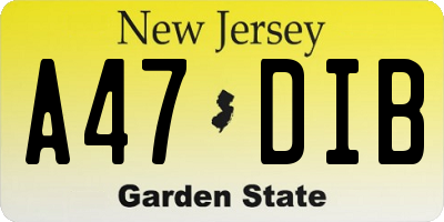 NJ license plate A47DIB