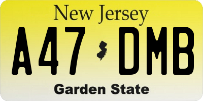 NJ license plate A47DMB