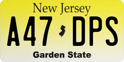 NJ license plate A47DPS