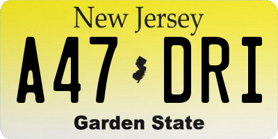 NJ license plate A47DRI