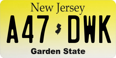 NJ license plate A47DWK