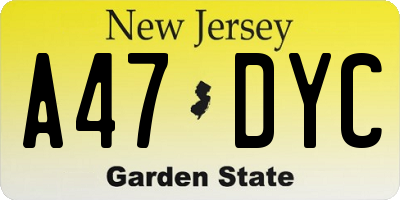 NJ license plate A47DYC