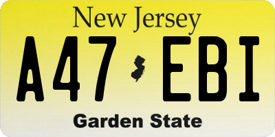 NJ license plate A47EBI
