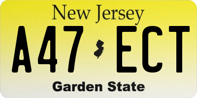 NJ license plate A47ECT